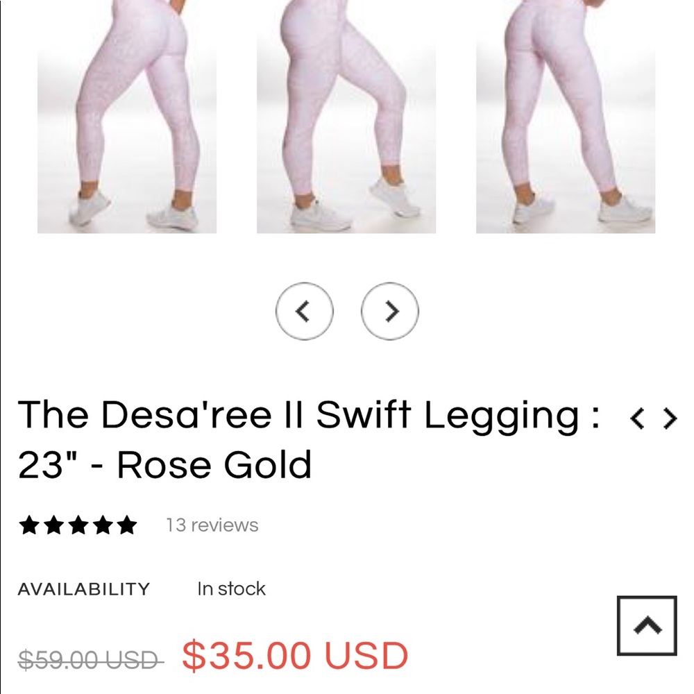 Ptula Desa’ree rose gold leggings
